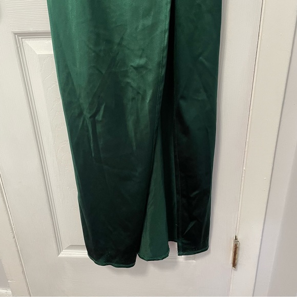 Windsor Jolina Wrap Skirt Satin Dress in Hunter Green - Picture 9 of 9